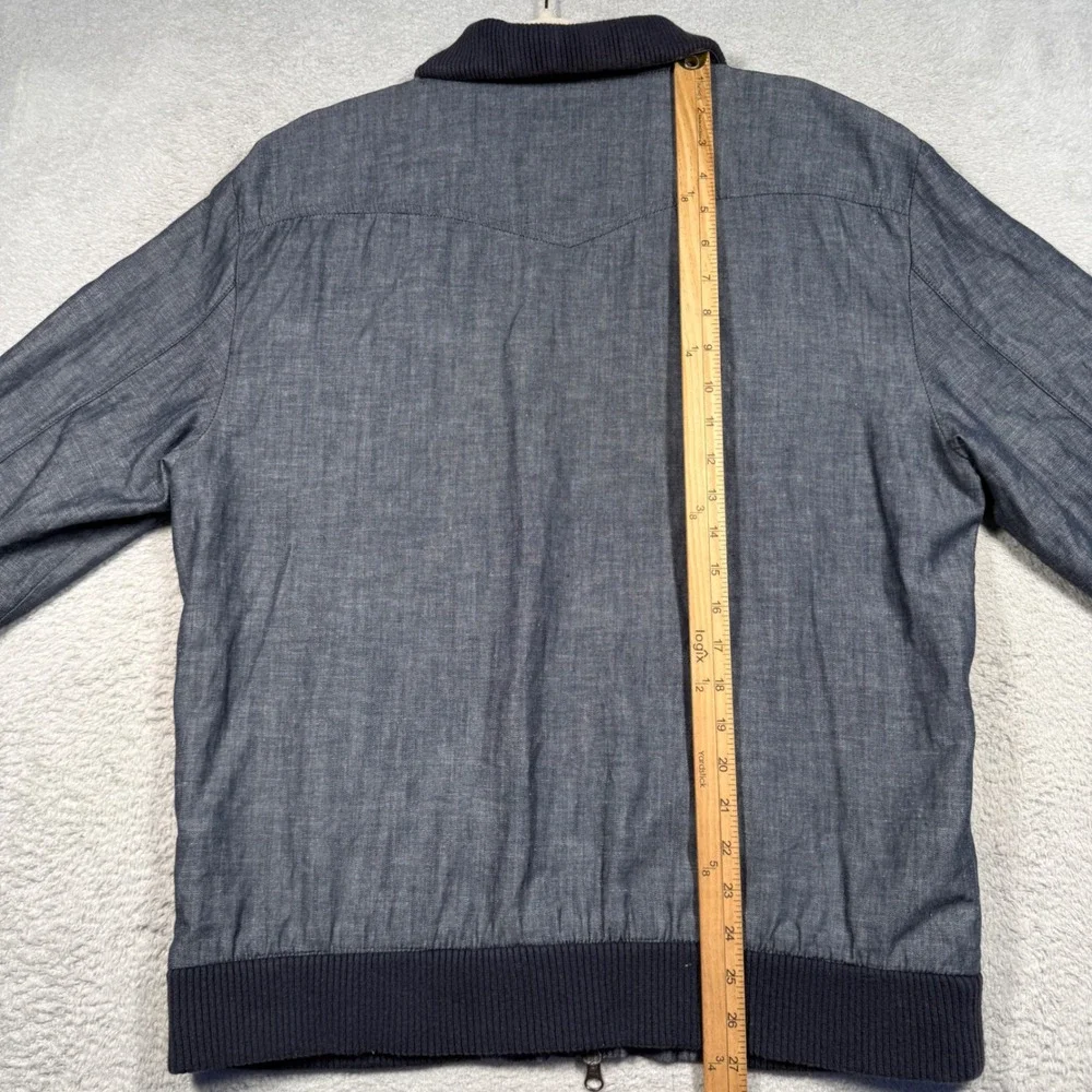 Gap 1969 Jacket Mens Large Blue Linen Cotton Blend Retro Bomber Lightweight‎